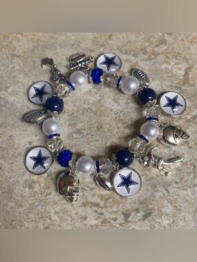 Dallas Cowboys Charm Bracelet with Blue, White & Silver Accents